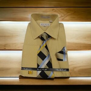 MEN'S KARL KNOX GOLD-WHITE BOX CHECK COMBO SET. SX4494.